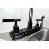 Water Onyx Two-Handle 4-Hole 8" Centerset Kitchen Faucet with Side Sprayer