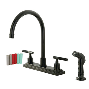 Water Onyx Two-Handle 4-Hole 8" Centerset Kitchen Faucet with Side Sprayer