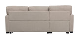 Miller 83"W Beige Linen Reversible Sleeper Sectional Sofa with Storage Chaise