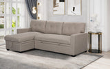 Miller 83"W Beige Linen Reversible Sleeper Sectional Sofa with Storage Chaise