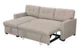 Miller 83"W Beige Linen Reversible Sleeper Sectional Sofa with Storage Chaise