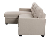 Miller 83"W Beige Linen Reversible Sleeper Sectional Sofa with Storage Chaise