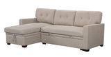 Miller 83"W Beige Linen Reversible Sleeper Sectional Sofa with Storage Chaise