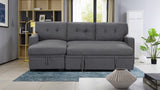 Miller 83"W Gray Linen Reversible Sleeper Sectional Sofa with Storage Chaise