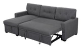 Miller 83"W Gray Linen Reversible Sleeper Sectional Sofa with Storage Chaise