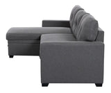 Miller 83"W Gray Linen Reversible Sleeper Sectional Sofa with Storage Chaise