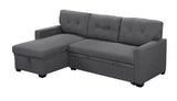 Miller 83"W Gray Linen Reversible Sleeper Sectional Sofa with Storage Chaise