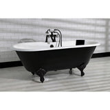 Aqua Eden 66-Inch Cast Iron Oval Double Ended Clawfoot Tub (7-Inch Faucet Drillings)