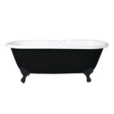 Aqua Eden 66-Inch Cast Iron Oval Double Ended Clawfoot Tub (7-Inch Faucet Drillings)