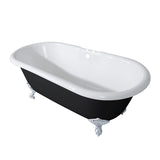 Aqua Eden 66-Inch Cast Iron Oval Double Ended Clawfoot Tub (7-Inch Faucet Drillings)