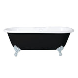 Aqua Eden 66-Inch Cast Iron Oval Double Ended Clawfoot Tub (7-Inch Faucet Drillings)