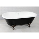 Aqua Eden 66-Inch Cast Iron Oval Double Ended Clawfoot Tub (7-Inch Faucet Drillings)