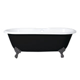 Aqua Eden 66-Inch Cast Iron Oval Double Ended Clawfoot Tub (7-Inch Faucet Drillings)