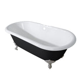 Aqua Eden 66-Inch Cast Iron Oval Double Ended Clawfoot Tub (7-Inch Faucet Drillings)