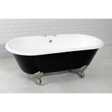 Aqua Eden 66-Inch Cast Iron Oval Double Ended Clawfoot Tub (7-Inch Faucet Drillings)