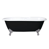 Aqua Eden 66-Inch Cast Iron Oval Double Ended Clawfoot Tub (7-Inch Faucet Drillings)