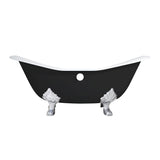 Aqua Eden 72-Inch Cast Iron Oval Double Slipper Clawfoot Tub (7-Inch Faucet Drillings)