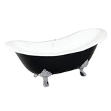 Aqua Eden 72-Inch Cast Iron Oval Double Slipper Clawfoot Tub (7-Inch Faucet Drillings)