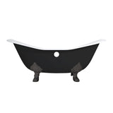 Aqua Eden 72-Inch Cast Iron Oval Double Slipper Clawfoot Tub (7-Inch Faucet Drillings)