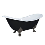 Aqua Eden 72-Inch Cast Iron Oval Double Slipper Clawfoot Tub (7-Inch Faucet Drillings)