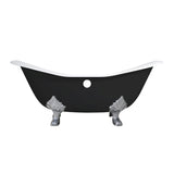 Aqua Eden 72-Inch Cast Iron Oval Double Slipper Clawfoot Tub (7-Inch Faucet Drillings)