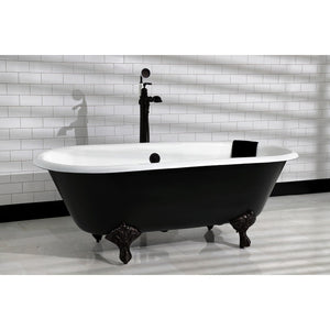 Aqua Eden 66-Inch Cast Iron Oval Double Ended Clawfoot Tub (No Faucet Drillings)