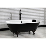 Aqua Eden 66-Inch Cast Iron Oval Double Ended Clawfoot Tub (No Faucet Drillings)