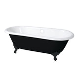 Aqua Eden 66-Inch Cast Iron Oval Double Ended Clawfoot Tub (No Faucet Drillings)