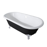 Aqua Eden 66-Inch Cast Iron Oval Double Ended Clawfoot Tub (No Faucet Drillings)