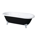 Aqua Eden 66-Inch Cast Iron Oval Double Ended Clawfoot Tub (No Faucet Drillings)