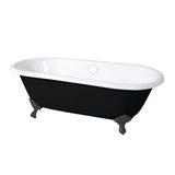 Aqua Eden 66-Inch Cast Iron Oval Double Ended Clawfoot Tub (No Faucet Drillings)