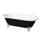 Aqua Eden 66-Inch Cast Iron Oval Double Ended Clawfoot Tub (No Faucet Drillings)