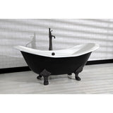 Aqua Eden 72-Inch Cast Iron Oval Double Slipper Clawfoot Tub (No Faucet Drillings)