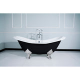 Aqua Eden 72-Inch Cast Iron Oval Double Slipper Clawfoot Tub (No Faucet Drillings)