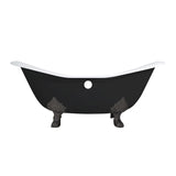 Aqua Eden 72-Inch Cast Iron Oval Double Slipper Clawfoot Tub (No Faucet Drillings)