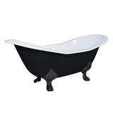 Aqua Eden 72-Inch Cast Iron Oval Double Slipper Clawfoot Tub (No Faucet Drillings)