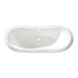 Aqua Eden 72-Inch Cast Iron Oval Double Slipper Clawfoot Tub (No Faucet Drillings)