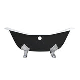 Aqua Eden 72-Inch Cast Iron Oval Double Slipper Clawfoot Tub (No Faucet Drillings)