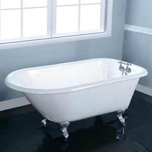 Aqua Eden 48-Inch Cast Iron Classic Flat-Rim Roll Top Clawfoot Tub (3-3/8-Inch Wall Drillings)