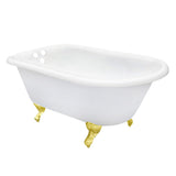 Aqua Eden 54-Inch Cast Iron Oval Rectangular Roll Top Clawfoot Tub (3-3/8-Inch Wall Drillings)