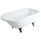 Aqua Eden 60-Inch Cast Iron Oval Rectangular Roll Top Clawfoot Tub (3-3/8-Inch Wall Drillings)