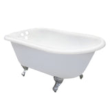 Aqua Eden 60-Inch Cast Iron Oval Rectangular Roll Top Clawfoot Tub (3-3/8-Inch Wall Drillings)