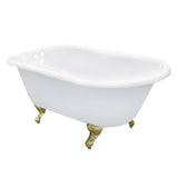 Aqua Eden 60-Inch Cast Iron Oval Rectangular Roll Top Clawfoot Tub (3-3/8-Inch Wall Drillings)