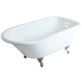 Aqua Eden 60-Inch Cast Iron Oval Rectangular Roll Top Clawfoot Tub (3-3/8-Inch Wall Drillings)