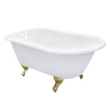 Aqua Eden 66-Inch Cast Iron Oval Rectangular Roll Top Clawfoot Tub (3-3/8-Inch Wall Drillings)