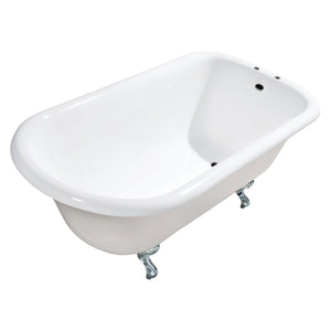 Aqua Eden 48-Inch Cast Iron Classic Flat-Rim Roll Top Clawfoot Tub (7-Inch Faucet Drillings)