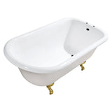 Aqua Eden 48-Inch Cast Iron Classic Flat-Rim Roll Top Clawfoot Tub (7-Inch Faucet Drillings)