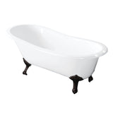 Tazatina 57-Inch Cast Iron Oval Single Slipper Clawfoot Tub (7-Inch Faucet Drillings)