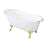 Tazatina 57-Inch Cast Iron Oval Single Slipper Clawfoot Tub (7-Inch Faucet Drillings)