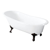 Tazatina 57-Inch Cast Iron Oval Single Slipper Clawfoot Tub (7-Inch Faucet Drillings)